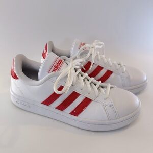 Adidas‎ Grand Court Lace Up Big Kids Youth 5 White Red Stripe